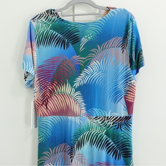 NWT Soft Surroundings Anya MIDI Dress V-Neck Palm Tropical Multicolor Sz M - Picture 7 of 10